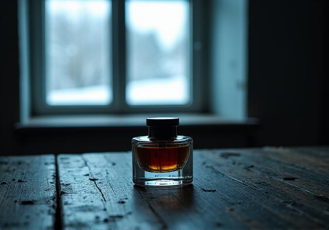 Paesaggio innevato specchiato in un calamaio vintage